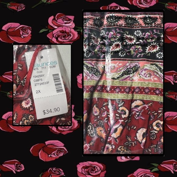 Maurice's Plus Size Mixed Print Off the Shoulder Top 2X - Picture 9 of 11